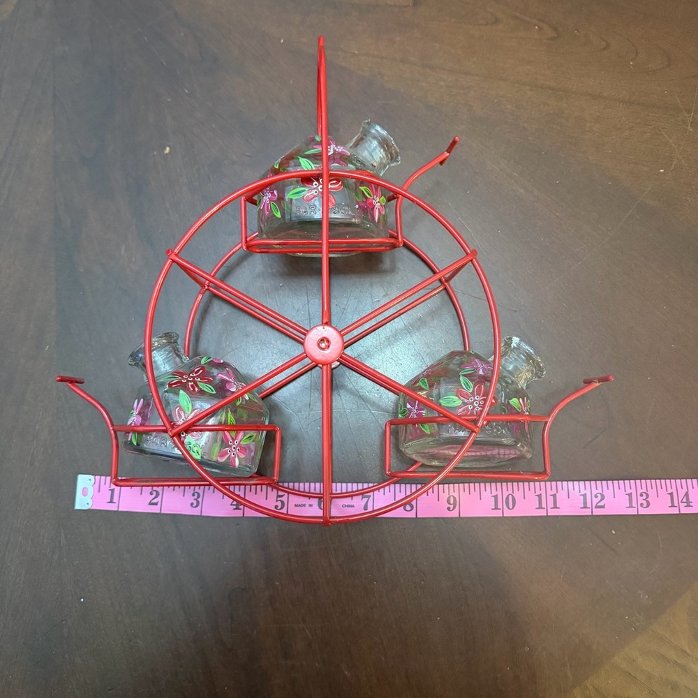 PARASOL BRAND RED FERRIS WHEEL HUMMINGBIRD FEEDER - Picture 9 of 10